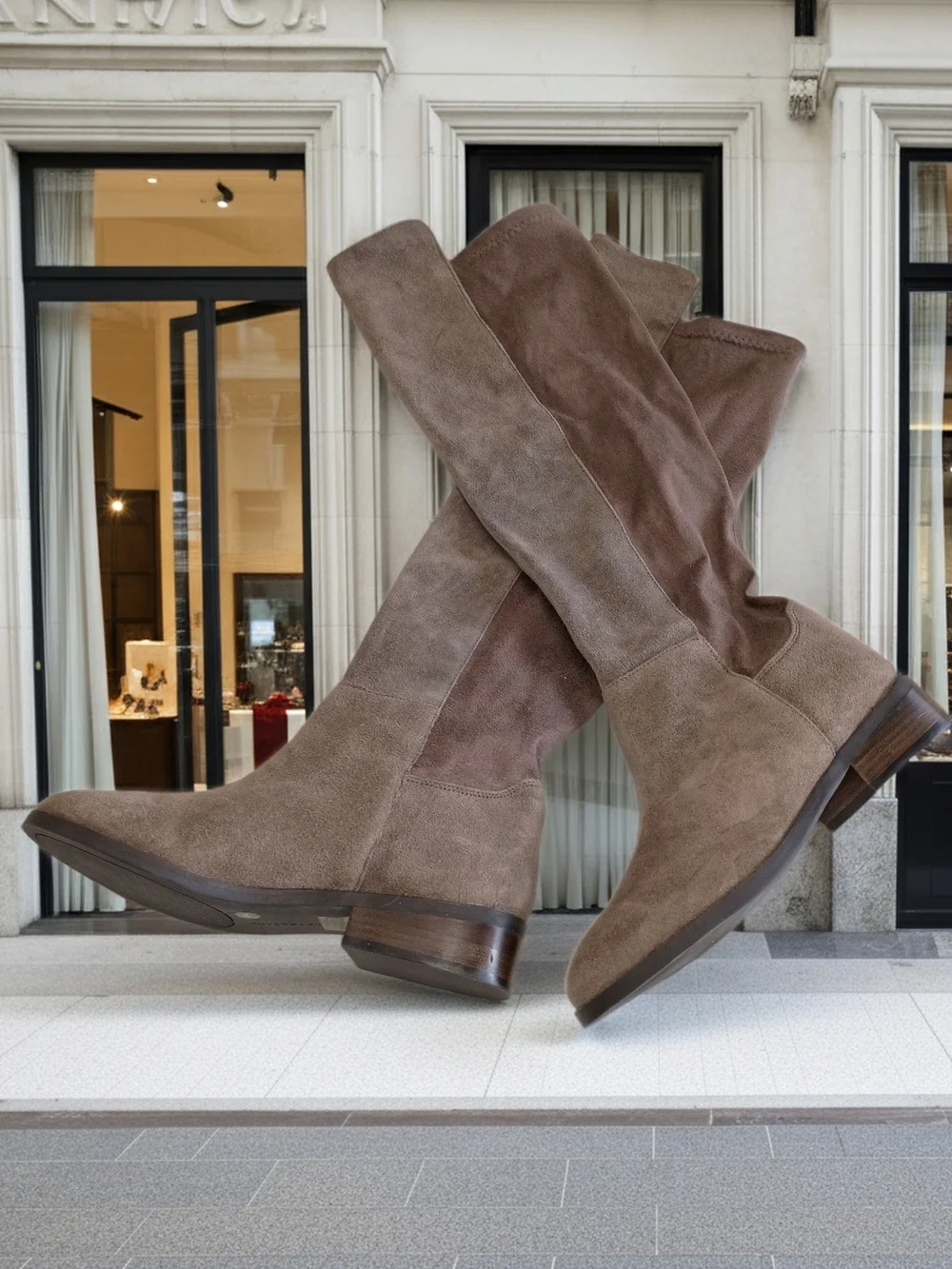 Lucky Brand Calypso Women’s Over-the-Knee Suede Boots in Taupe Suede